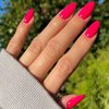 GLAMERMAID Jelly Press on Nails Almond - Handmade Gel Nails Series | Hot Pink Fake Nails Medium Short Length Solid Red Acrylic False Nail Kits Stick Glue on Nails Sets Reusable Full Cover for Women