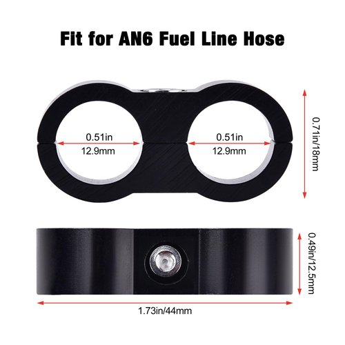 EVIL ENERGY 6AN Hose Separator Clamp, AN6 Fuel Line Mounting Clamp Aluminum Black 4PCS