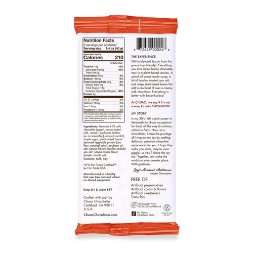 Chuao Chocolatier Baconluxious Chocolate with Plant-Based Bacon Milk Chocolate Mini Bars | Gourmet Chocolate Artisan European No Preservatives | For Gift Baskets, Christmas, Valentines Day, Gifts for Women, Men, Birthday, Thank You, Care Package | 24 Pack