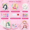 GirlsHome 3 in 1 Dress Up Game Set Princess Fantasy- DIY Kids Paper Makeup Crafts Toy Kit with Princess Makeup Kit,Diamond Painting,Dress Up Stickers,Gifts for 4 5 6 7 8 Year Old Girls