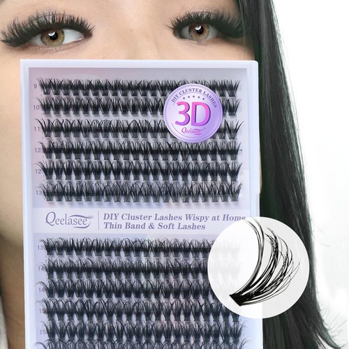 3D Effect Qeelasee 40d Lash Clusters Eyelash Extensions Wispy DIY Individual Eye Lashes Natural Volume 240pcs Mix9-16mm (3D effect, 40D-MIX9-16)