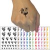 Valentine Romeo Rooster Holding Rose Holiday Chicken Temporary Tattoo Water Resistant Fake Body Art Set Collection - Dark Blue (One Sheet)