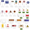 1Set Play Traffic Signs, Street Road Signs Playset for Car & Train Set for Kids, Kids Road Signs Toy Traffic Cones Mini Roadblocks Toyset Educational Toys