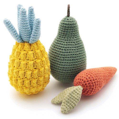 Nina Woof Organic Cotton Squeaky Dog Toys Fruits & Veggies Dog Toy Pack - Handmade Knit Dog Accessories, for Small Medium Dogs, Puppy Essentials and Puppy Toys Dog Christmas Gift