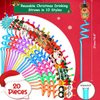 JANYUN Christmas Straws, 20 Pcs Reusable Plastic Straws Christmas Party Favors for Kids Cute Santa Snowflakes Reindeer Drinking Straws Xmas Holiday Party Supplies（10 Styles）