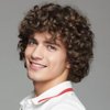 Salaibs Mens Short Curly Brown Wig California Cosplay Costume Daily Hair Wig Synthetic Heat Resistant Wigs for Male Guys