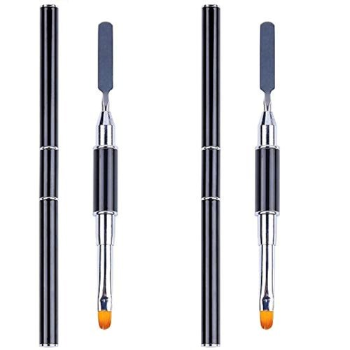 Aliotech 2 Pack of Polygel Brush and Picker Dual-Ended 2 IN 1 Design Stainless Steel Gel Nail Brush Polygel Slice Tool for PolyGel UV Gel Acrylic Nails Extension Quick Building Gel by Aliotech