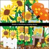 QARULUS Sunflower Flower Bouquet Building Toy Mini Bricks Flowers Set Adult Botanical Collection Friends Set DIY Plants Bonsai Tree Valentine's Christmas New Year Birthday for Women