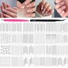 3000 Pieces French Manicure Nail Art Stickers 72 Sheets 30 Designs Self-Adhesive Nail Tips Guides for DIY Tools with Tweezers and Nail Pusher Rubber for Girls Women Manicure