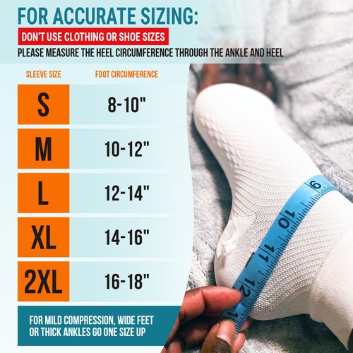 KEMFORD Ankle Compression Sleeve - Plantar Fasciitis Braces - 20-30mmhg Open Toe Compression Socks for Swelling, Sprain, Neuropathy, Arch Support for Men and Women
