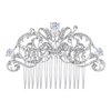 EVER FAITH Austrian Crystal CZ Wedding Royal Flower Leaf Vine Hair Comb Clear Silver-Tone