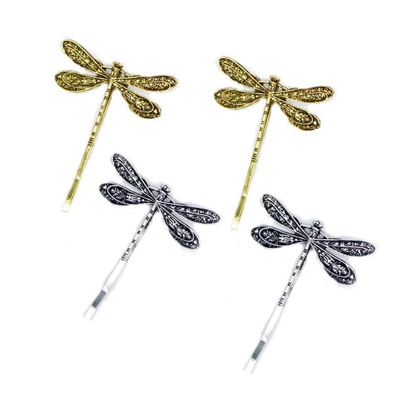4PCS Women Lady Retro Dragonfly Style Hair Clips Vintage Hairpin Side Clip Alloy Barrettes Bobby Pin Hair Accessories