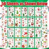 Cerlaza 616 Pcs (56 Sheets) Christmas Temporary Tattoos for Kids, Christmas Fake Tattoo stickers for Stocking Stuffers, Merry Christmas Decorations Tattoos Holiday Birthday Party Favors (Glitter)