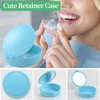 TIHYWR Retainer Case,Denture Case Cute Mouth Guard Case Container Storage Racks,Orthodontic Aligner Case With Mirror and Ventilatio,Light Blue