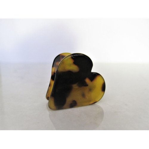 Generic Small mini brown marbled tortoise heart shaped hair claw clip