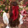 YOUSHEME 3pcs Hair Bows for Woman Cute Hair Accessories Silky Satin Barrettes Ponytail Holder Bow Hair Clips Hair Ribbon Tassel with Long Tail Hair Ribbons for Woman Girls
