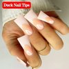 550PCS Duck Nail Tips for Acrylic Nails Professional, Clear Duck Feet Fan Flare Tips, Half Cover Duck Tip Nails Extra Short Curved French Fake Nail Extension Tips with Box 11 Sizes