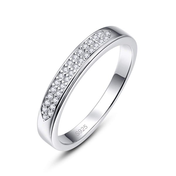 Empsoul 925 Sterling Silver Cubic Zirconia Ring White Topaz Simulated Diamond Wedding Ring High Polish Engagement Ring for Women Mother's Day Gift Size 6