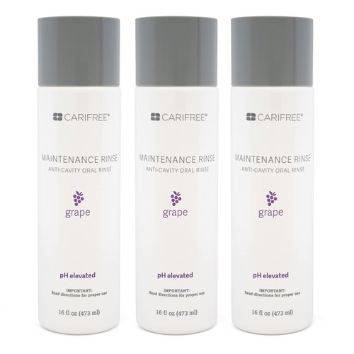 CariFree Maintenance Rinse (Grape): Fluoride Mouthwash | Dentist Recommended Anti-Cavity Oral Care | Xylitol | Neutralizes pH | Freshen Breath | Cavity Prevention | Alcohol Free (3-Pack)