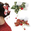 2 PACK Plush Hair Claw Clips with Tassels, Xmas Plaid Bows Hairpins Nonslip Claw Clip with Bells for Women Christmas Hair Claws