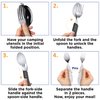 Orblue 4-in-1 Camping Utensils, 2-Pack - Portable Stainless Steel Spoon, Fork, Knife & Bottle Opener Combo Set - Travel, Backpacking Cutlery Multitool, Blue
