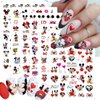 6 Sheets Valentine's Day Nail Art Stickers 3D Cute Cartoon Nail Decals Self Adhesive Love Heart Red Lips Design Nail Stickers Romantic Valentines Nail Decorations Supplies for Women Girls