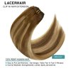 Lacer Hair Extensions Clip in Human Hair Ombre Chocolate Brown to Caramel Blonde with Brown Roots 120g 7pcs Remy Human Hair Extensions Clip in Real Natural Hair Extensions Straight 16 Inch