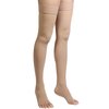 Thigh High Compression Stockings, Open Toe, Pair, Firm Support 20-30mmHg Gradient Compression Socks with Silicone Band, Unisex, Opaque, Best for Spider & Varicose Veins, Edema, Swelling, Beige L