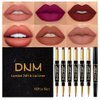 evpct 6Pcs Lip Liner and Lipstick Combo Set, DNM 2-in-1 Waterproof Lipstick and 24H Lip liner Set for Women, Antique Rose Chestnut Nude Dark Brown Matte Lipstick Pen with Lip Liner Set Long Lasting 24