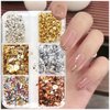 6 Grids Metallic Nail Art Foil Flakes,Gold Nail Glitter Flakes Holographic Nail Glitter Sequins 3D Sparkly Aluminum Foil Flake Gold Silver Nail Foil Glitter Flakes Nail Art Supplies for Women Girls