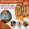 Thousand Oaks Barrel Co. Personalized 1 Liter Oak Aging Barrel Dispenser with Wood Stand, Bung & Spigot - Age Cocktails, Bourbon, Whisky, Rum, Tequila, Mead Wine - 1L Mini Whiskey Aging Barrels (P5)