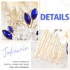 Jakawin Flower Bride Wedding Hair Comb Blue Crystal Bridal Hair Piece Bridal Hair Accessories for Women HC149 (Gold)