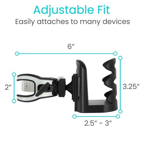 Vive Cup Holder for Walker, Wheelchair, Accessories, Stroller, Adults, Bike, Boat, Desk, Mobility Scooter, Rollator, Electric Wheel Chair - Portable Adjustable Cupholder Attachment, Near Universal Fit