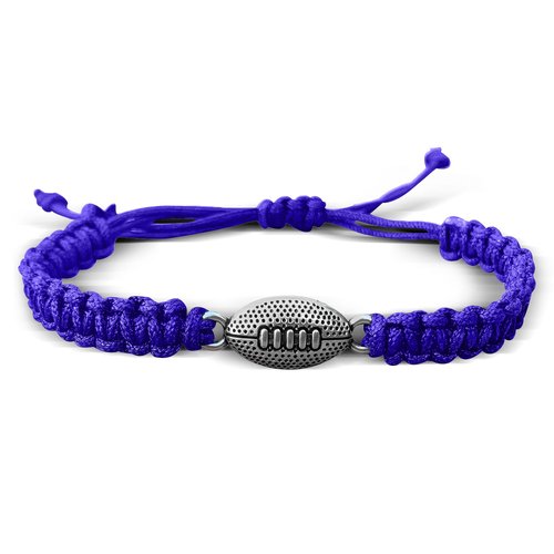 Sportybella - Football Bracelet Adjustable Paracord Bracelets (Blue) Unisex Football Charm Bracelet. Weaved Bracelet String w/Football Charm.