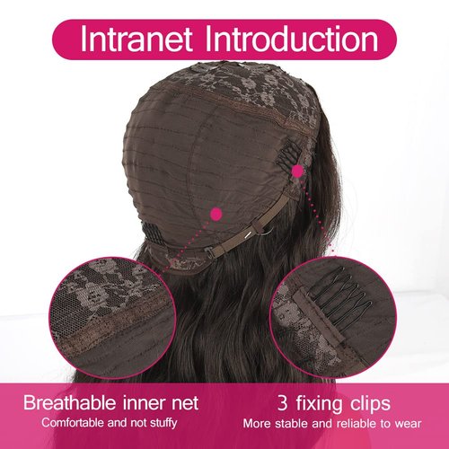 Matthia V Part Wig Body Wave Wigs Brown Synthetic Wig Glueless Half Wigs for Black Women, 24 Inch V Part Wig No Leave Out V Shape Wig Clip in Thin Part Wig No Sew-in Body Wave V Part Wig(24Inch,4#)