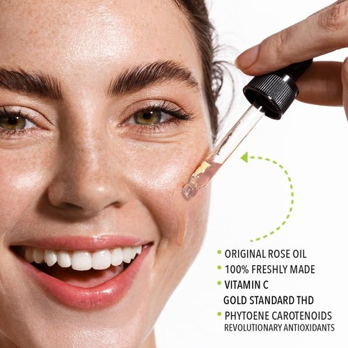 Lemyn Organics Squalane + Vitamin C Rose Oil | Enhanced with Carotenoids and Vitamin E | Freshly Made Face Oil | Hydrate & Firm | Small-Batch Artisan Skincare 15ml