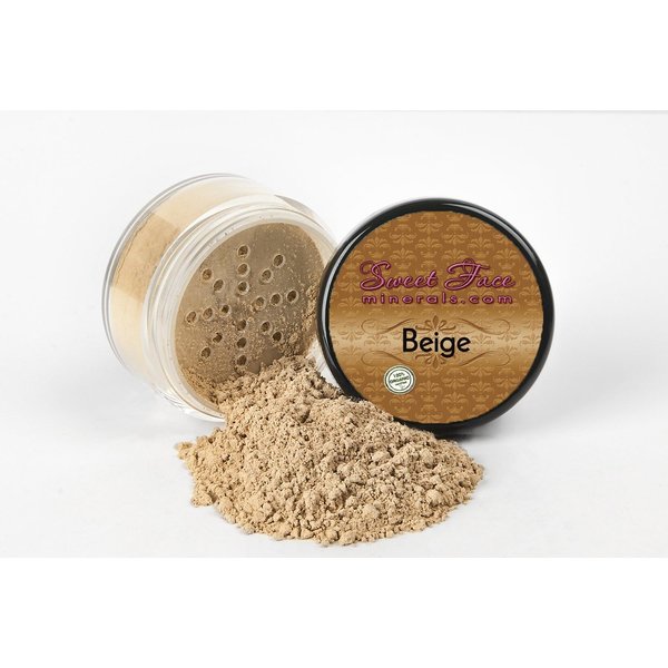 Sweet Face Minerals (Beige) (5gm Jar) FOUNDATION Mineral Makeup with SPF 18+, Full Coverage Matte Loose Powder, Bare Face Cosmetics