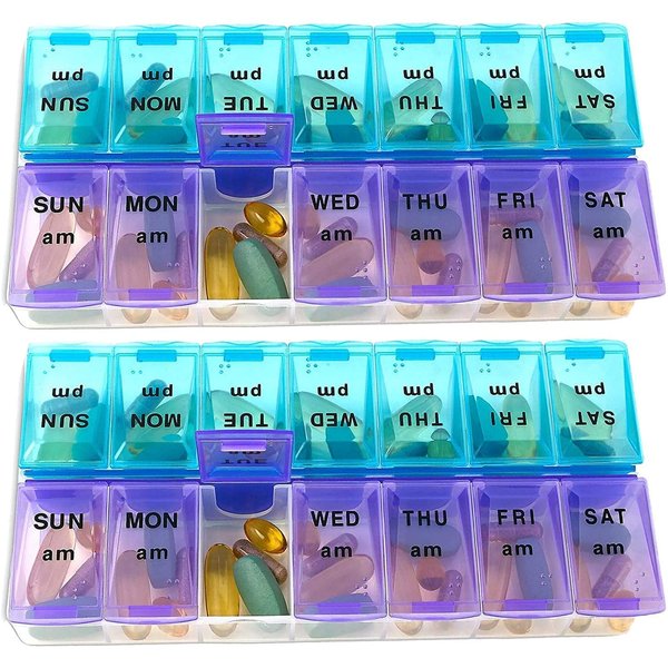 MEDca Weekly Pill Organizer, Twice-a-Day, Pack of 2