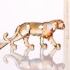 Crystal Leopard Cheetah Realistic Animal Art Figurine Collection Table top Ornament Statue Home Decor (Gold)
