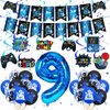 Video Game Theme 9th Birthday Party Decorations for Kids Blue Black Cheers to Level 9 Banner Hanging Swirls Level Up 9 Balloons Kit for Boys Girls 9 Years Old Game Controller Birthday Supplies Decor