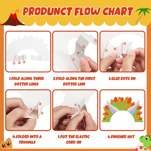 Sinmoe 32 Pcs Dinosaur Party Hats Dinosaur Birthday Party Supplies Paper Dino Party Hats Crown Tiara Dinosaur Birthday Hat Headband with 32 Adjustable Ropes for Dinosaur Party Decorations, 16 Styles