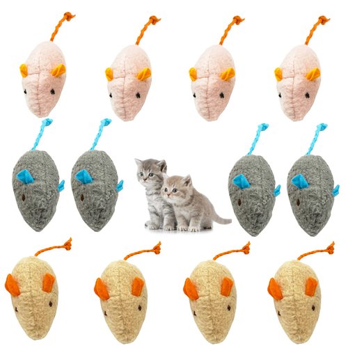 Qusmeiyici 12PCS Interactive Cat Toy Cat Mouse Toys Fake Mouse Toy for Cats Catnip Toys for Indoor Cats - Mouse Cat Toy