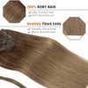 Lacerhair Human Hair Ponytail Hair Piece Balayage Dark Brown to Light BrownRemy Human Hair Wrap Around Ponytail Hair Extensions with Magic Paste 14 Inch 70g