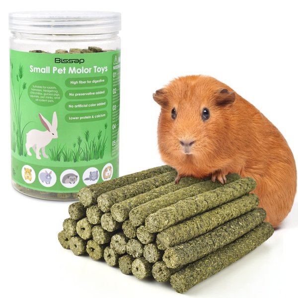 Bissap Timothy Hay Sticks for Rabbits 38PCS, Natural Timothy Grass Molar Teeth Stick Chew Toys for Bunnies Chinchillas Guinea Pigs Hamsters and Other Small Animals Treats