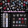 2 Boxes Mixed 3D Nail Charms and Rhinetones, Color Flower Bow Nail Art Charms, Half Round Pearl Flatback AB Nail Gems, Butterfly Alloy Nail Charms DIY Nail Art Supplies Accessories