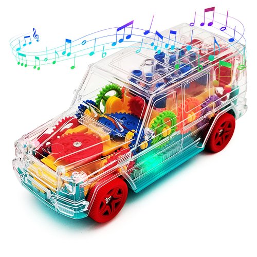 Tipmant Electric Car Toy Electronic Off Road Vehicle Auto Driving, Transparent Gears, Music, Luminous Lights, Baby Toddler Kids Birthday Gifts