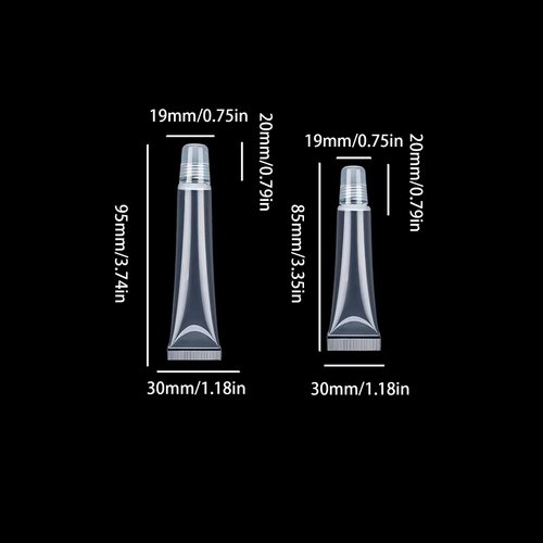 Qusmeiyici 20PCS Empty Lip Gloss Tubes 10ml/15ml Clear Lip Gloss Tubes Mini Makeup Containers Refillable Squeeze Tubes for Lip Gloss - Mini Cosmetic Soft Tubes for DIY Lip Gloss and Travel Toiletries