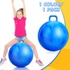Lewtemi Hopper Ball for Adults, 29 Inch Bouncing Ball Hippity Ball with Handle Rubber Hop Ball, Jumping Hopping Ball Exercise Ball with Air Pump for Outdoors Sports Games Exercise (Blue Green Cloud)