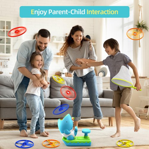 WATUDOU 15 PCS Flying Disc Launcher Outdoor Indoor Game Toys Gifts for 3 4 5 6 Year Old Boys Kids, Outdoor Outside Game Toys for Kids Boys Ages 3-5 4-8, Ideal 3 4 5 6 Year Old Boys Birthday Gifts