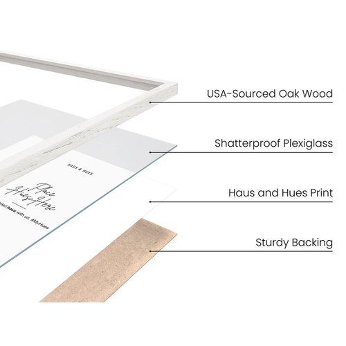 HAUS AND HUES 6x8 White Oak Wooden Picture Frame - Set of 4 6x8 Poster Frame - Premium Oak, Vertical Hang, Shatterproof Plexiglass - Ideal for Home, Room, Office (6x8-inch, White, Set of 4)